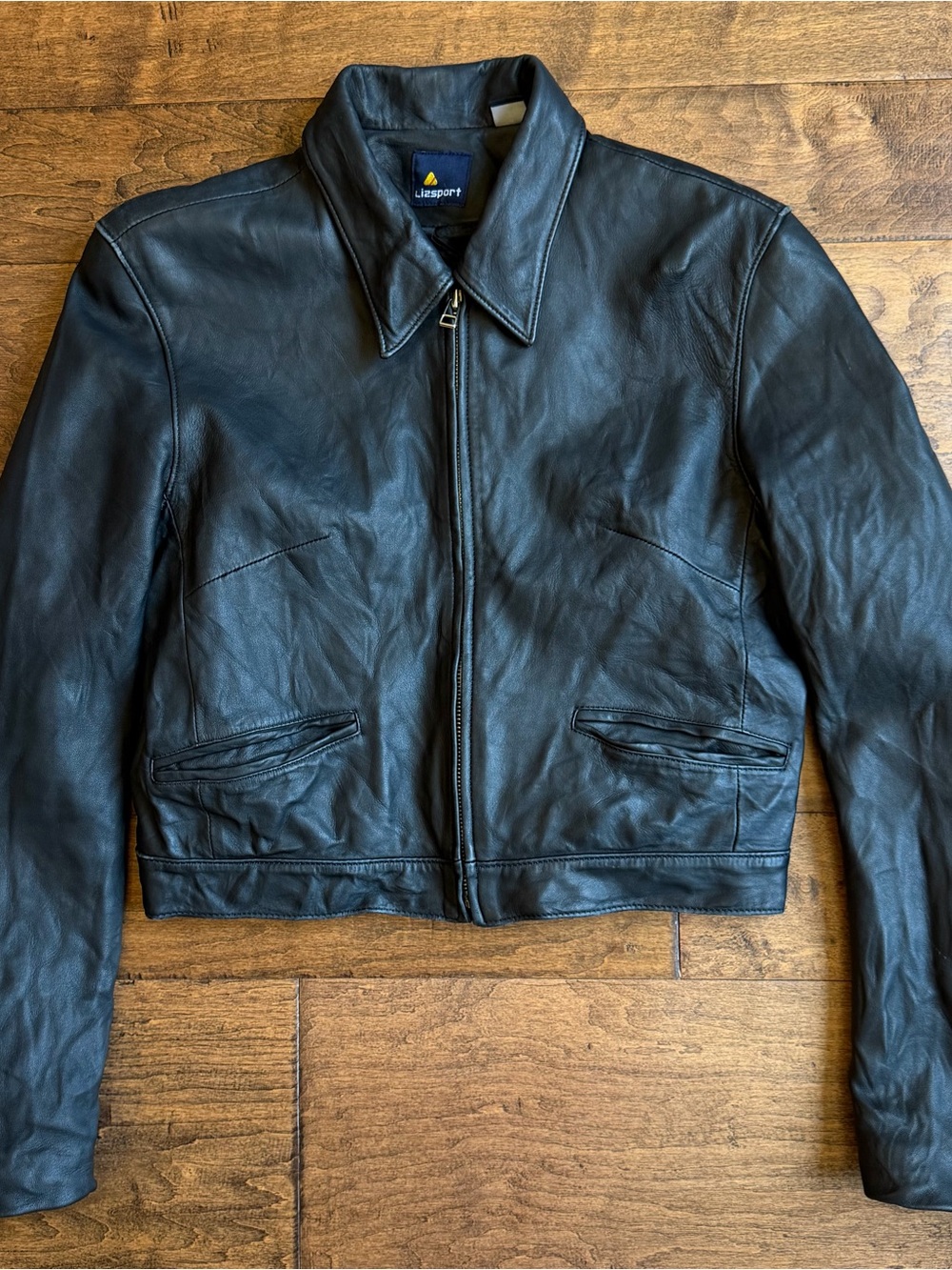 Vintage 90’z Liz Sport leather zip up jacket semi cropped size 6